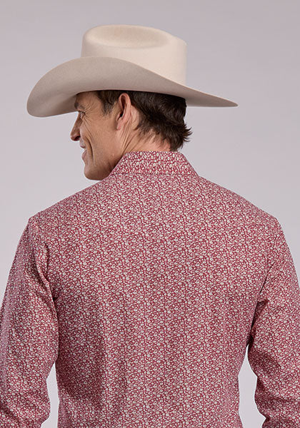 Roper Men's Long Sleeve Snap Printed Red Floral Western Shirt
