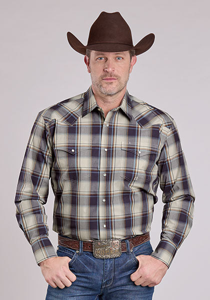Roper Men's Long Sleeve Snap Amarillo Nightshade Plaid Purple  Western Shirt