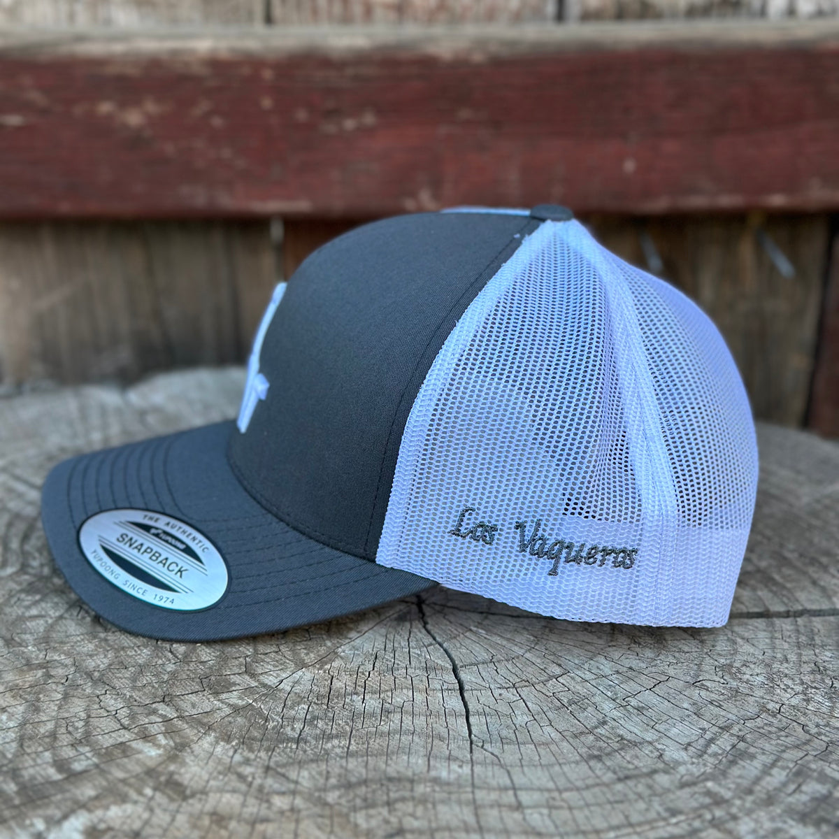 Los Vaqueros LV Logo Curved Brim Snapback Grey/White
