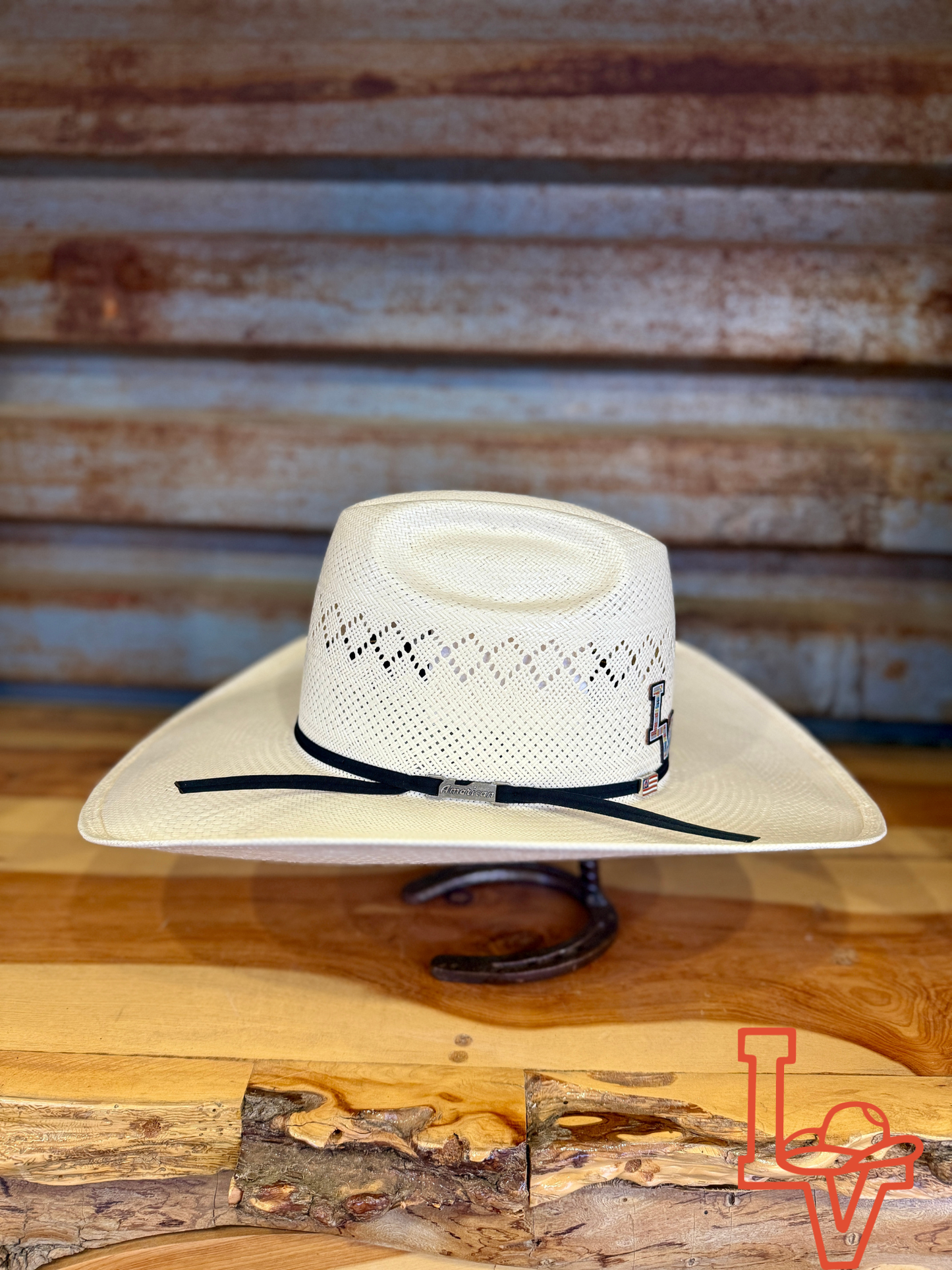 American Hat Company Straw Hat Regular Crown Diamond White