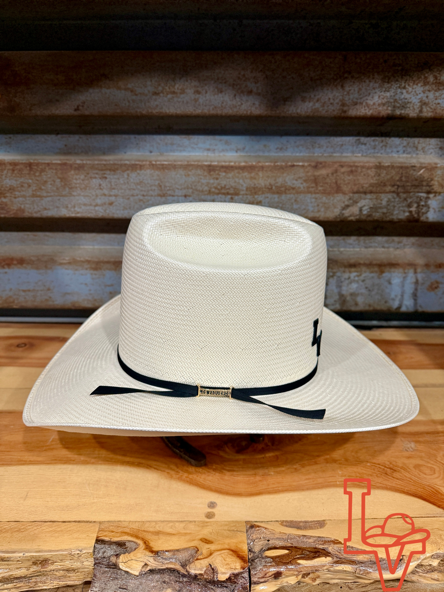 Los Vaqueros Straw Hat Tall Crown Ghost White