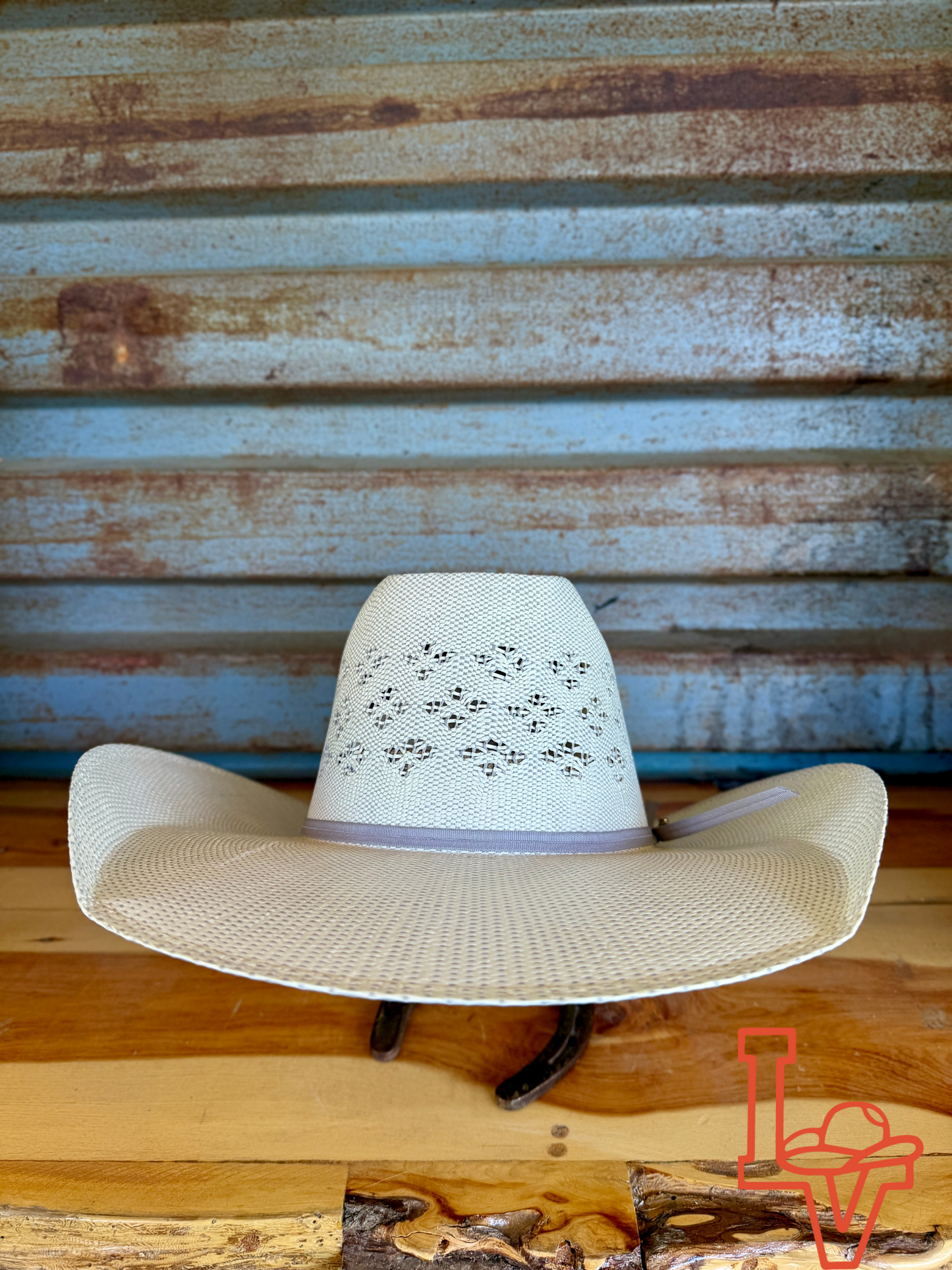 Twister Straw Hat Regular Crown Bangora Snowflake Grey White