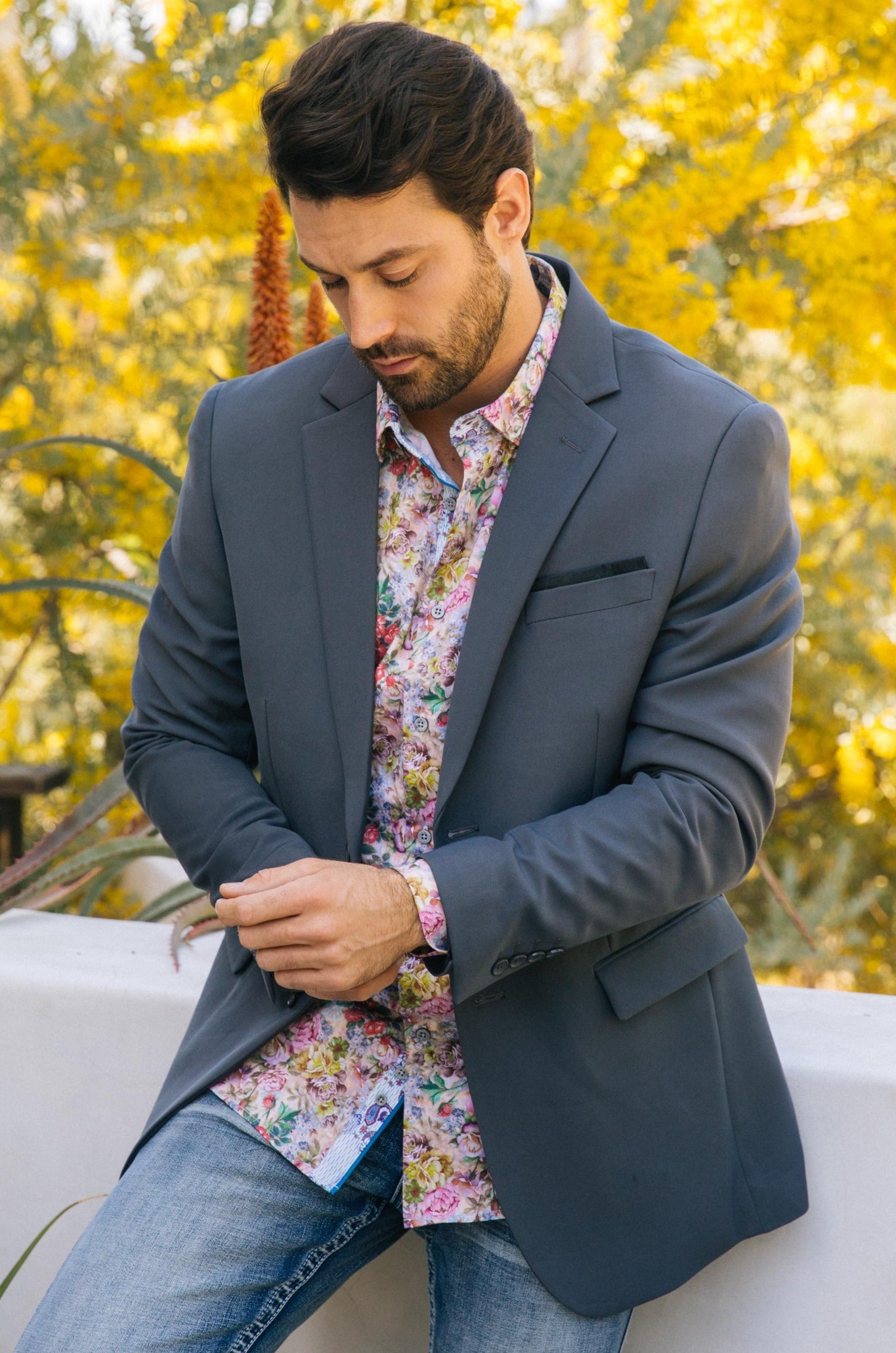 Platini Mens Modern Fit Stretch Date Night Blazer Charcoal – Los