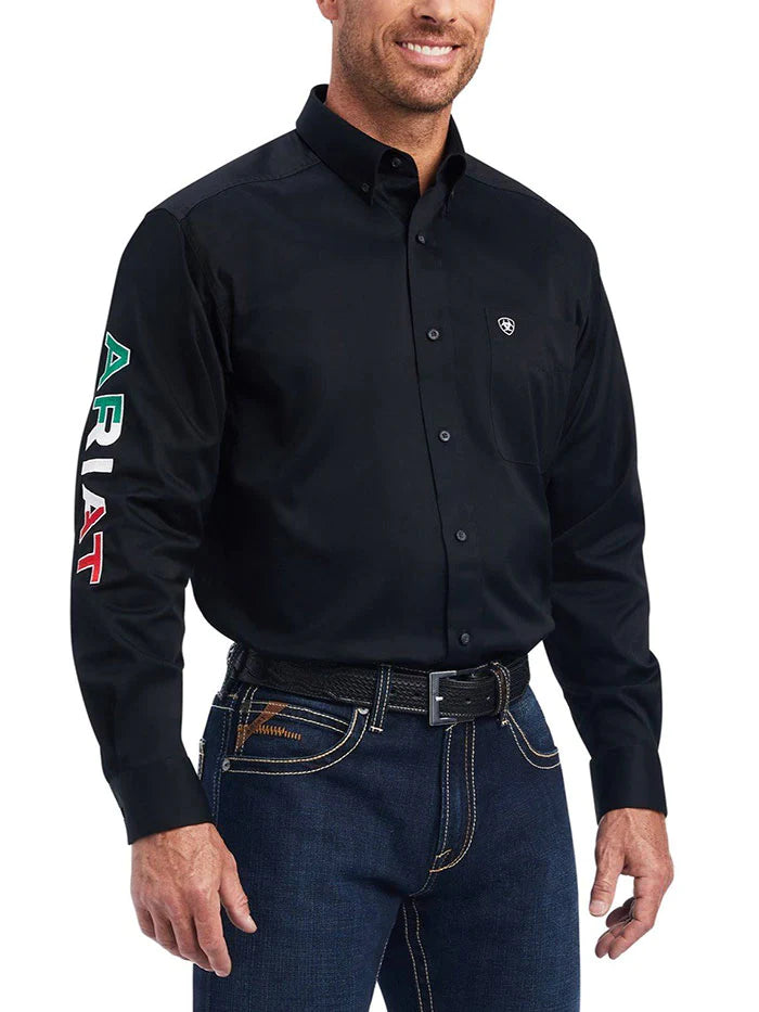 Ariat Men's Team Logo Twill Fitted Shirt Black/Mexico