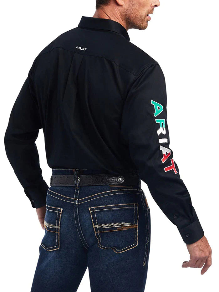 Ariat Men's Team Logo Twill Fitted Shirt Black/Mexico