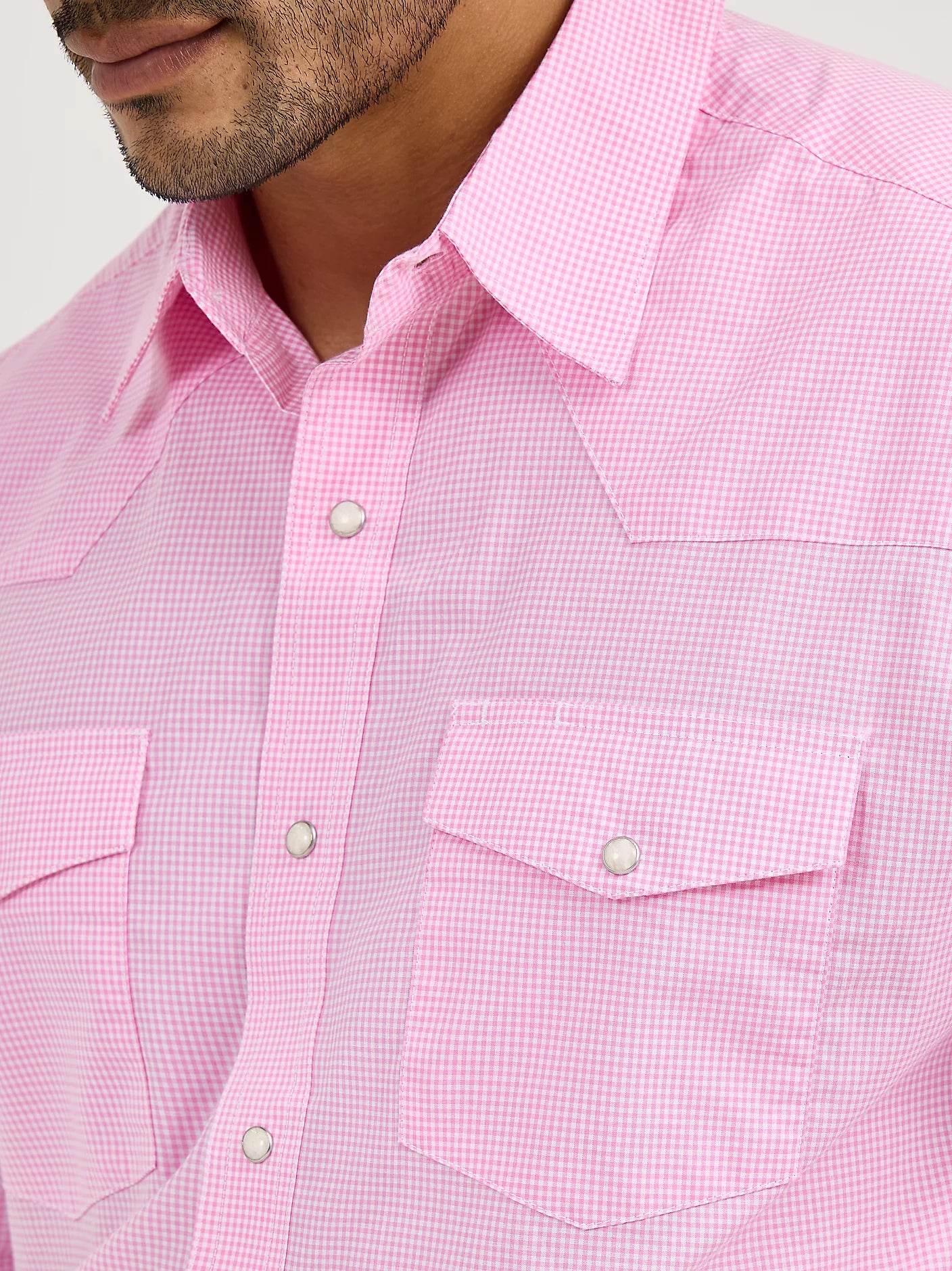 Men Wrangler® Bucking Cancer Long Sleeve Shirt Fuchsia Pink