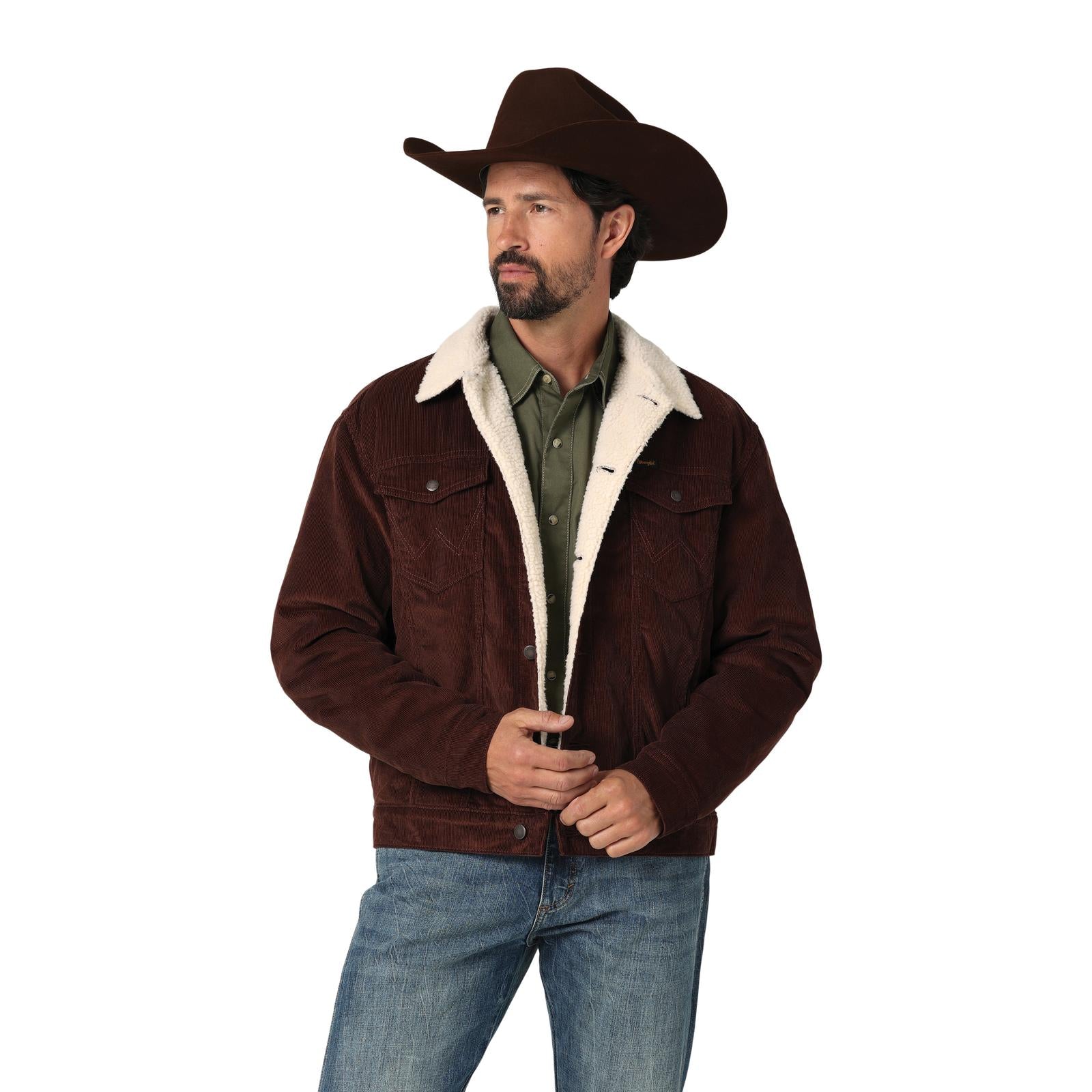 Men's Wrangler® Corduroy Jacket - Sherpa Lined In Potting Soil