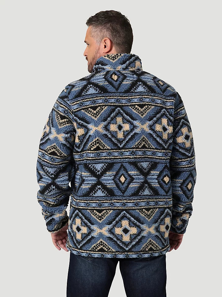 Men Wrangler® Sherpa 1/4 Zip Pullover China Blue