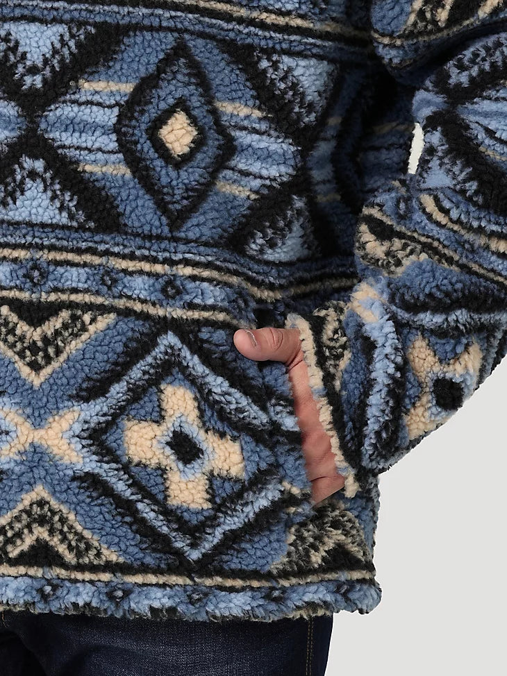Men Wrangler® Sherpa 1/4 Zip Pullover China Blue