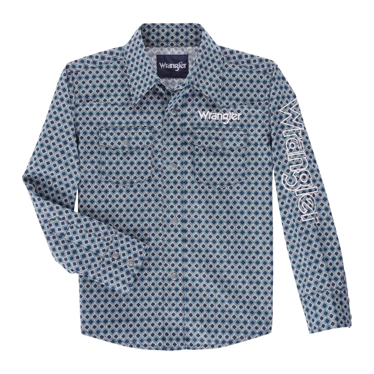 Boys Wrangler Logo Long Sleeve Shirt Navy