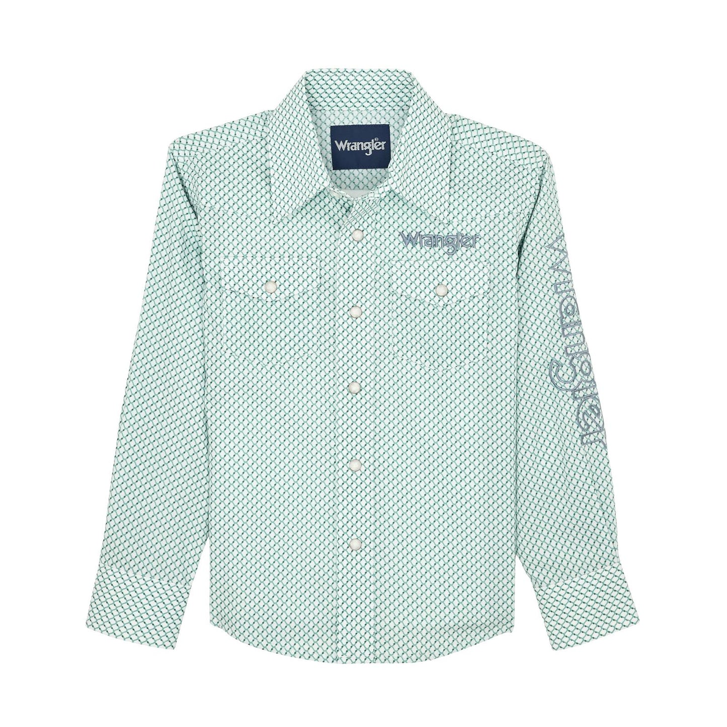 Boys Logo Long Sleeve Shirt White/Teal