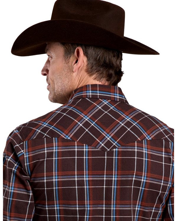 Roper Men's Long Sleeve Snap Arrow Dobby Brown Western Shirt
