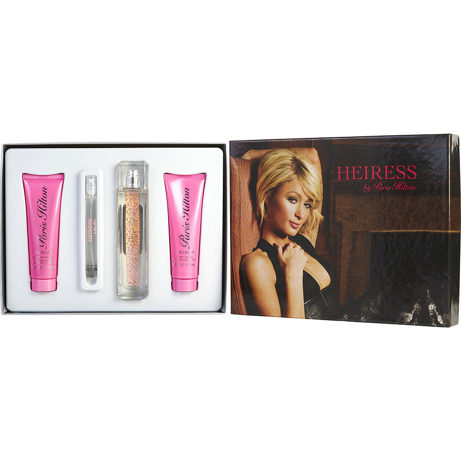 Heiress Paris Hilton Woman Eau De Parfum Spray 3.4 oz & Body Lotion 3 oz & Shower Gel 3 oz & Eau De Parfum Spray 0.34 oz