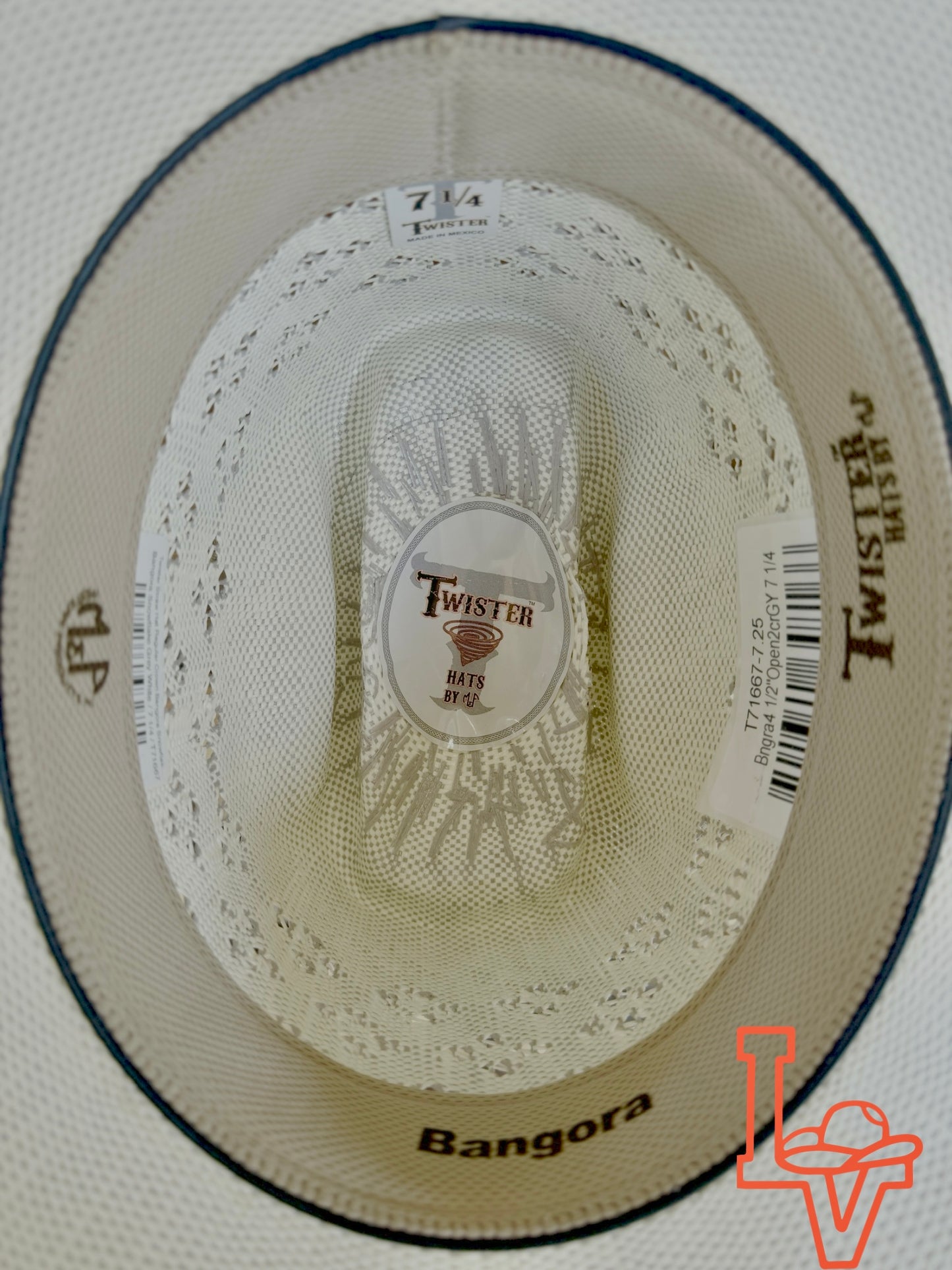 Twister Straw Hat Regular Crown Bangora Snowflake Grey White