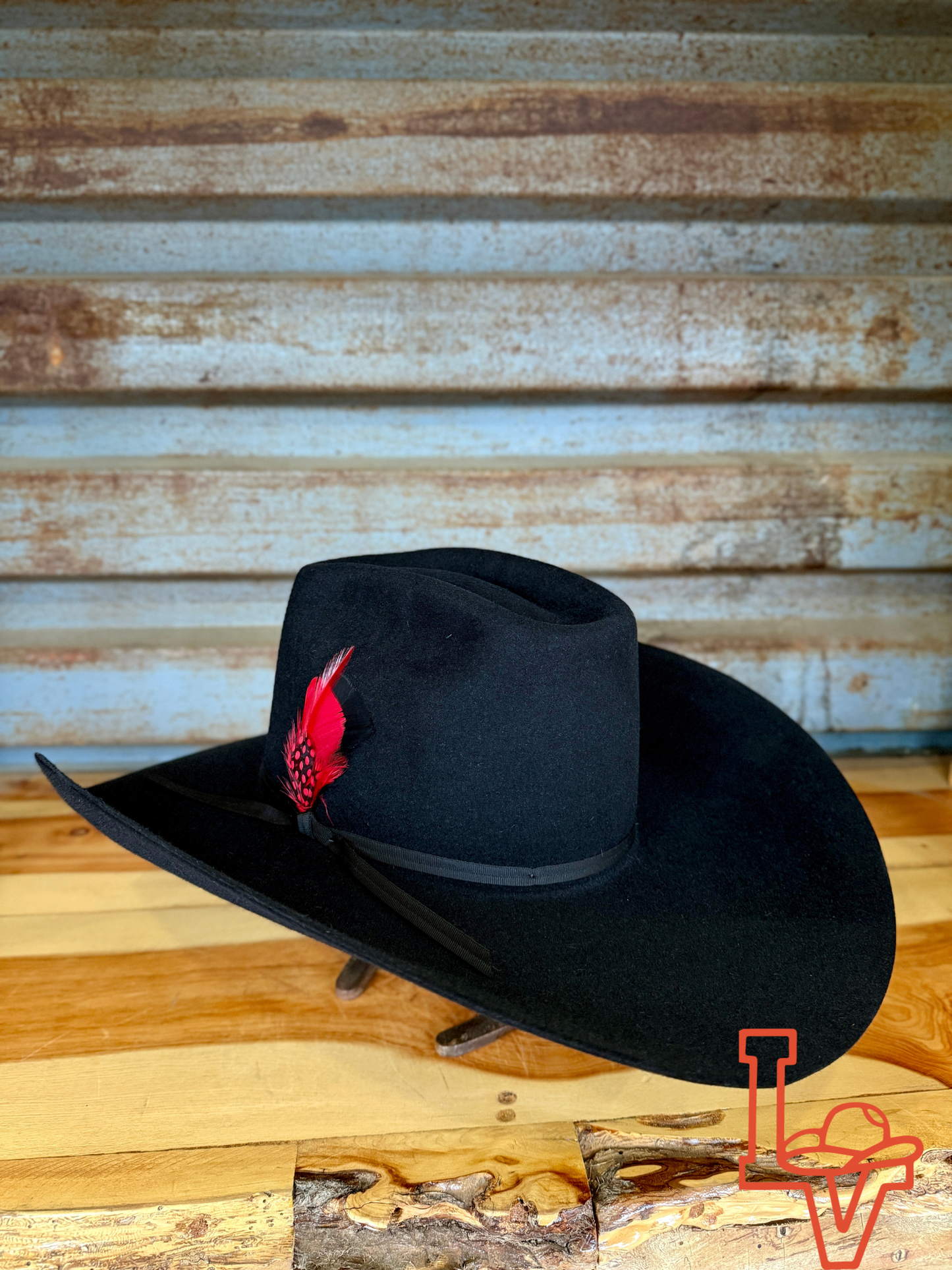 Resistol 7x Chute 5 Cowboy Fur Felt Hat Regular Crown Black