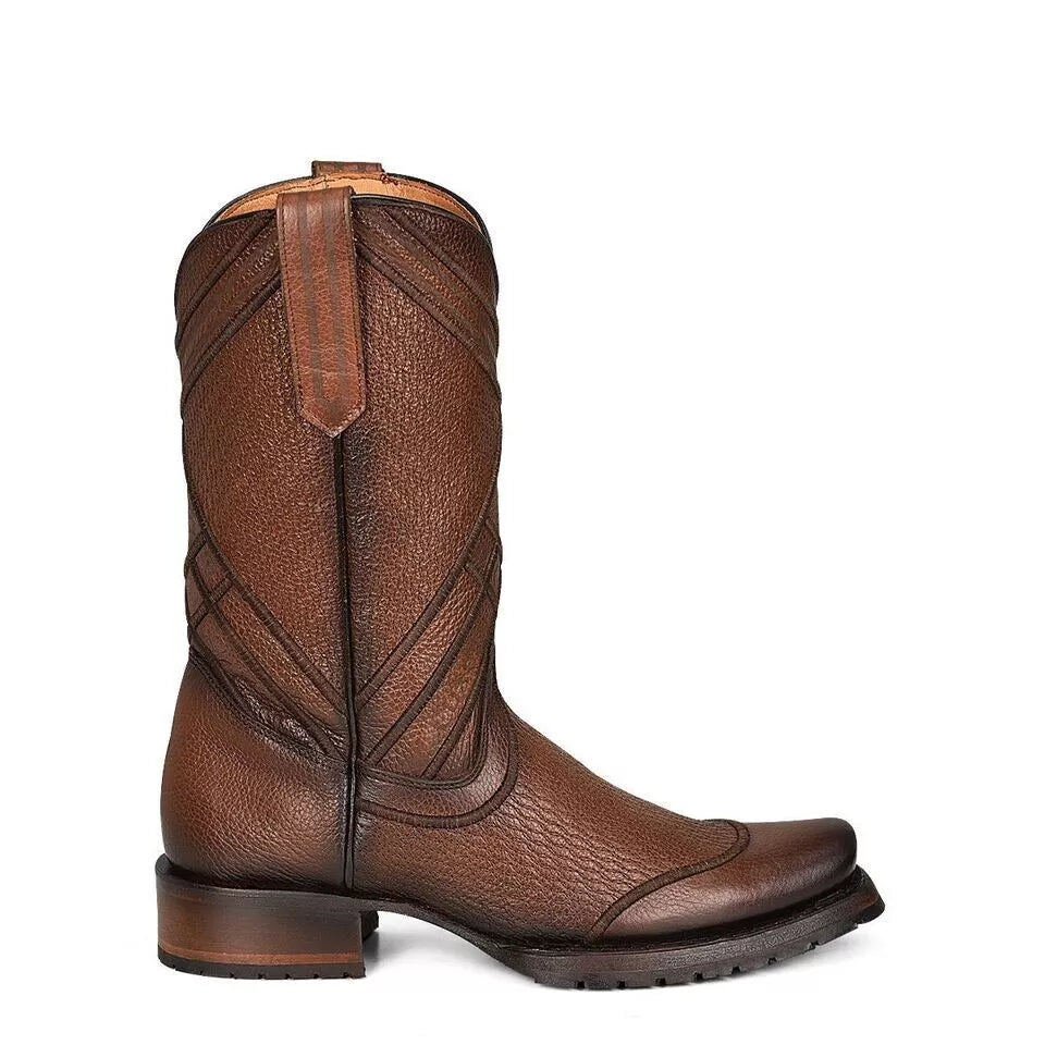Cuadra Men's Honey Laser Embroidery Narrow Square Toe Urban Casual Look Boot