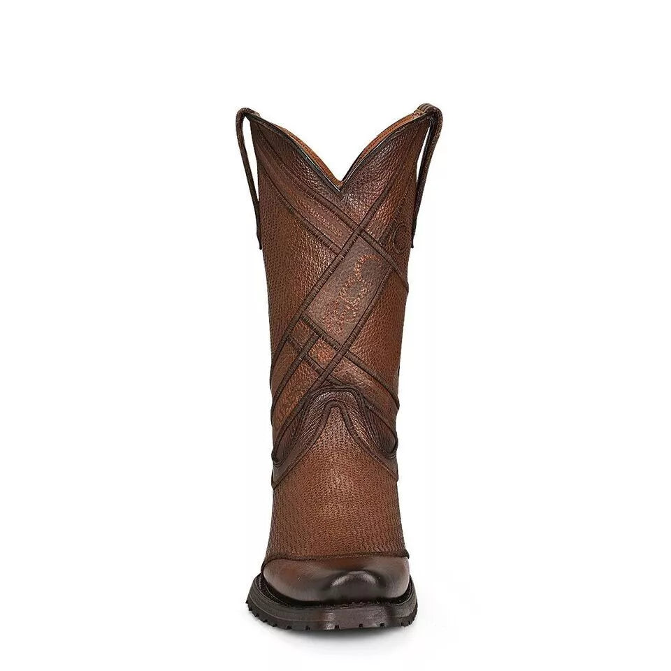 Cuadra Men's Honey Laser Embroidery Narrow Square Toe Urban Casual Look Boot