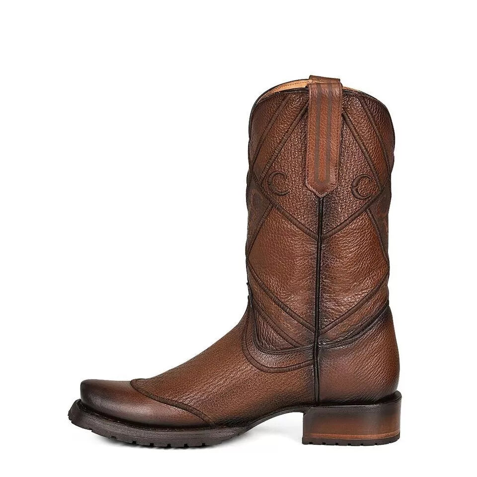 Cuadra Men's Honey Laser Embroidery Narrow Square Toe Urban Casual Look Boot