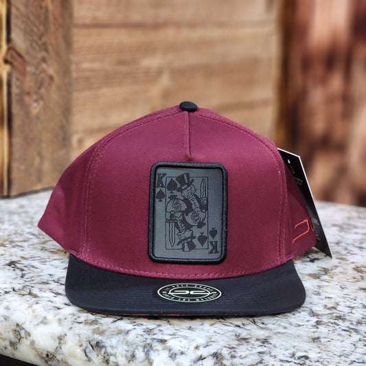 JC Hats Kings Card Black On Grey Snapback Burgundy