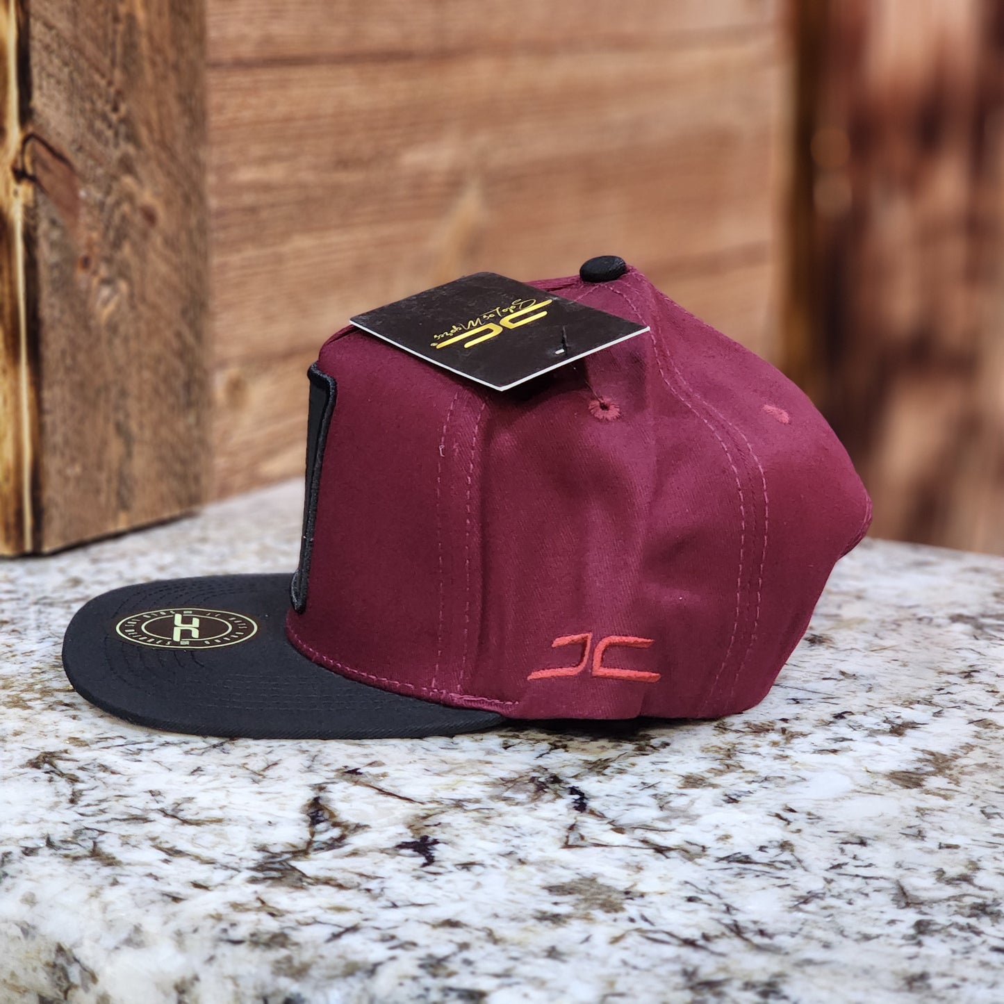 JC Hats Kings Card Black On Grey Snapback Burgundy