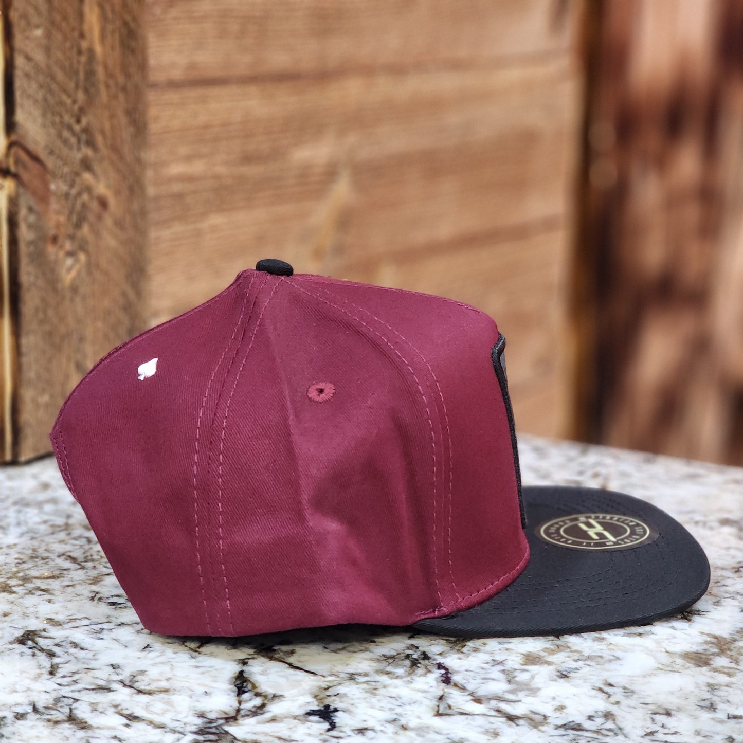 JC Hats Kings Card Black On Grey Snapback Burgundy