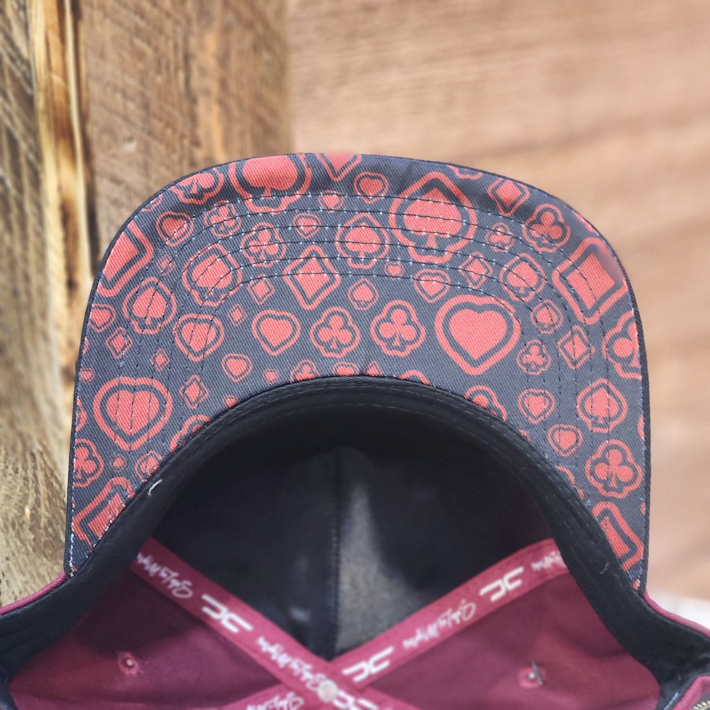 JC Hats Kings Card Black On Grey Snapback Burgundy