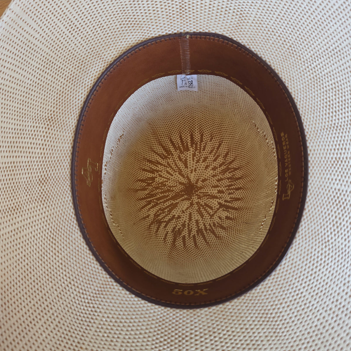 Los Vaqueros Straw Hat Open Regular Crown Bangora "X" Natural Copper