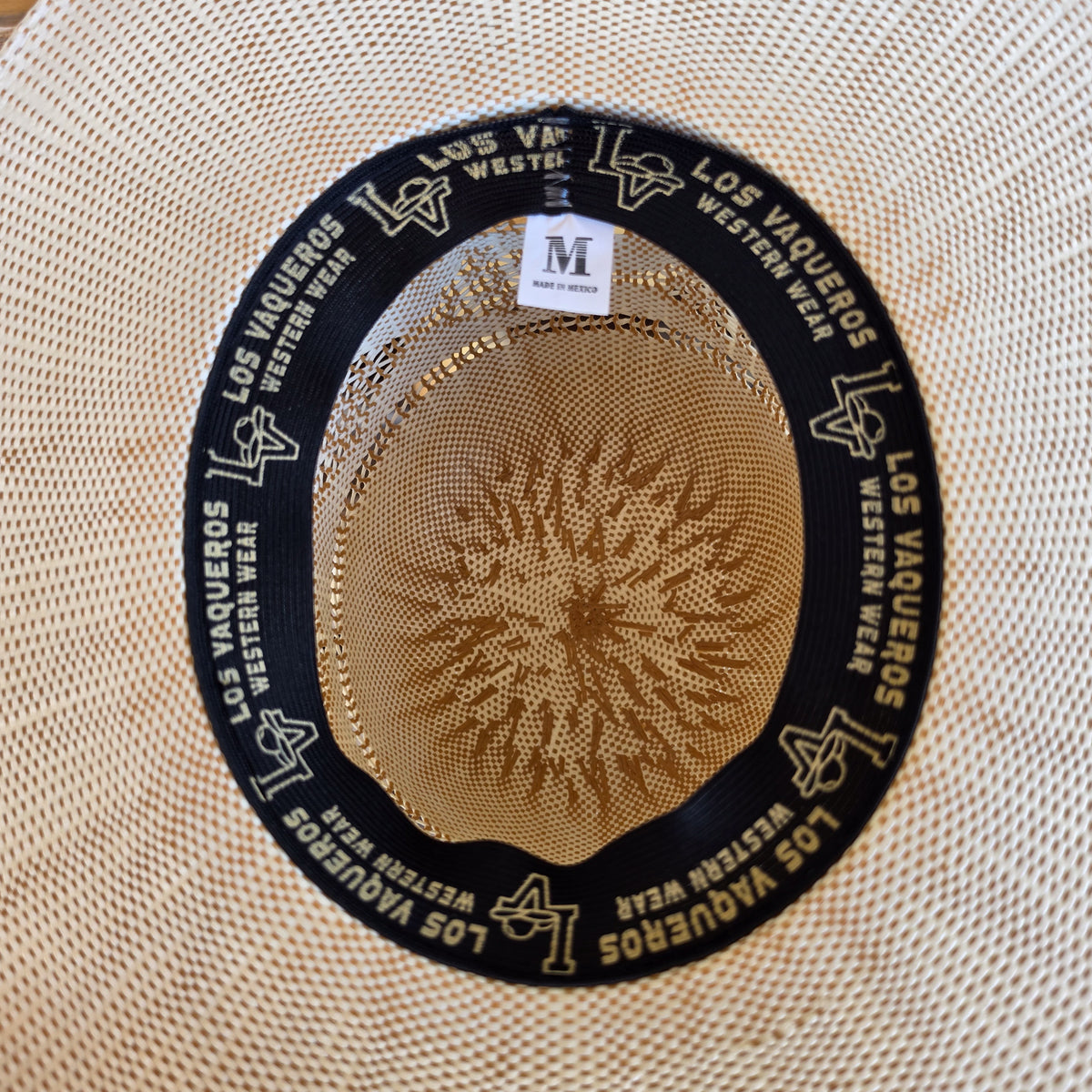 Los Vaqueros Kids Straw Hat Open Regular Crown Bangora Stars White Copper