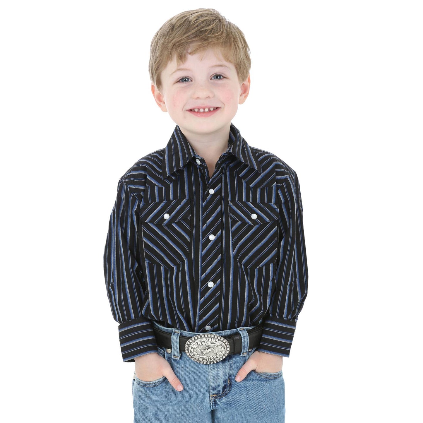 Wrangler Boy's Long Sleeve Dress Western Stripe Shirts Assorted