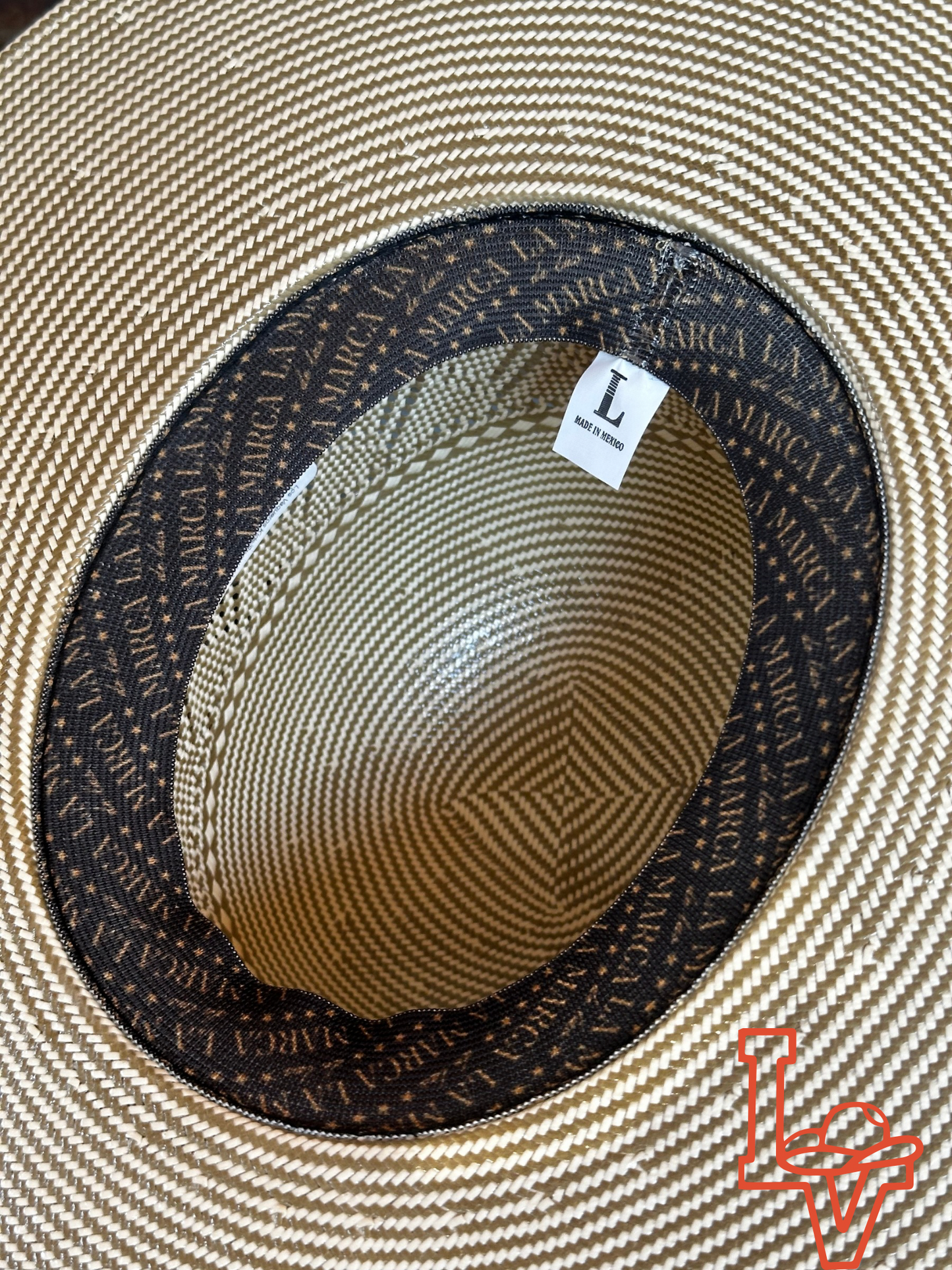 Los Vaqueros Kids Straw Hat Open Regular Crown Waves Tan White