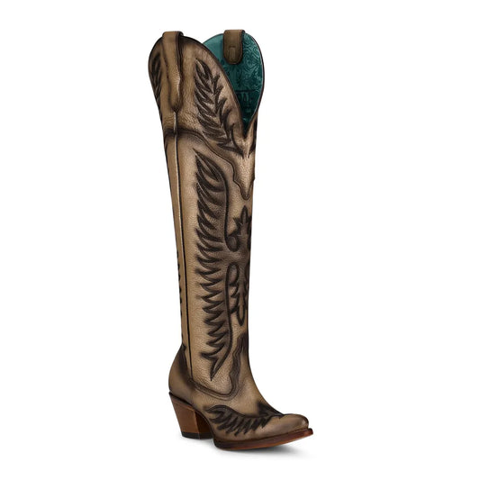 Corral Boots Ladies Embroidery And Tall Top Western Boots Gold