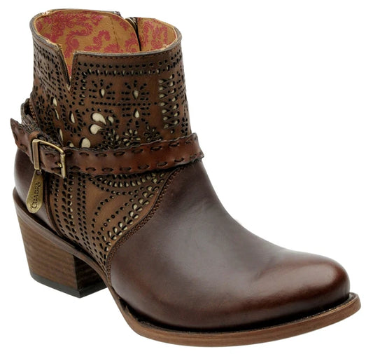 Cuadra Ladies Red Saltillo Chocolate Ankle Bootie