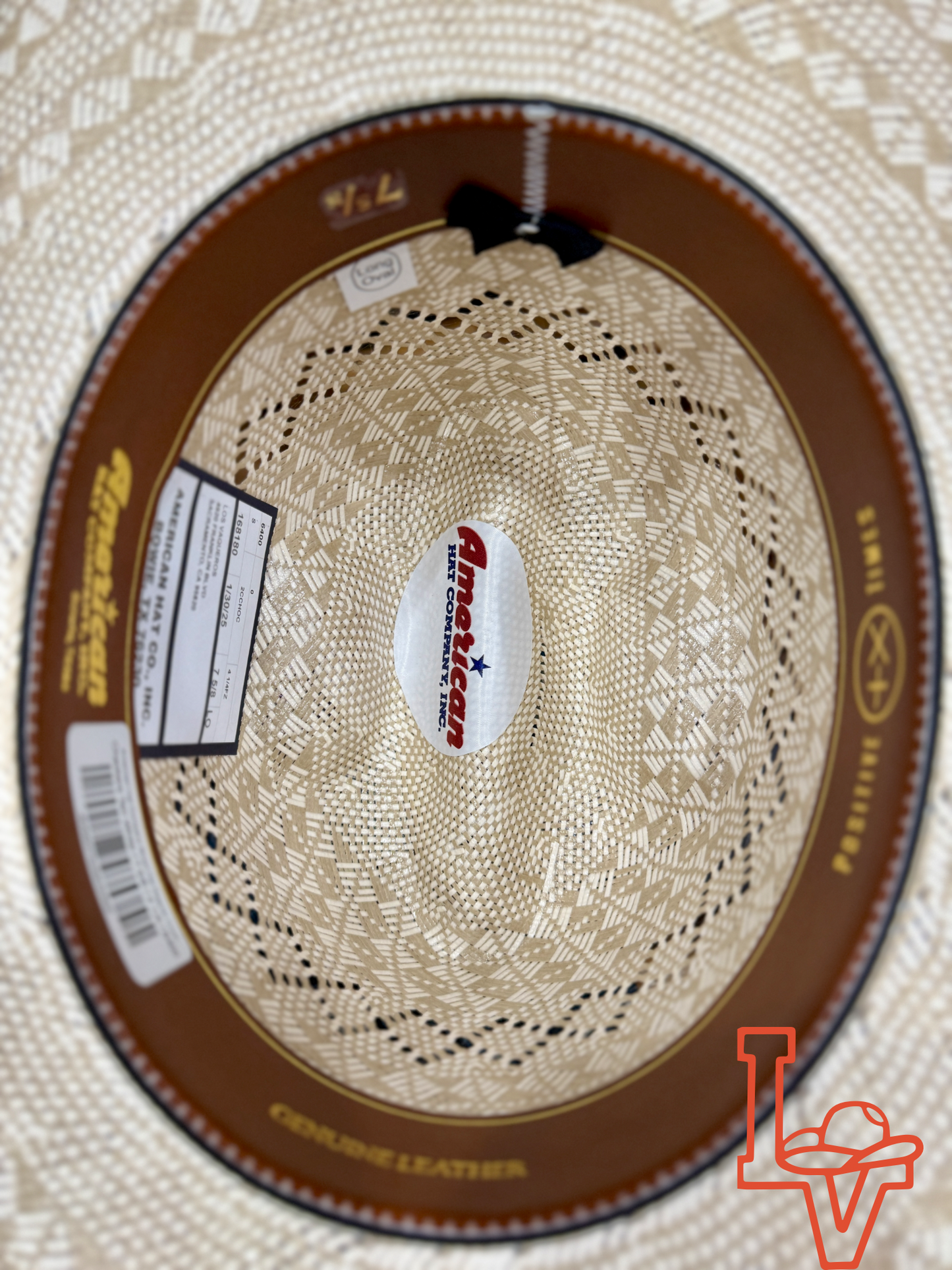American Hat Company Straw Hat Regular Crown Checkers Tan White