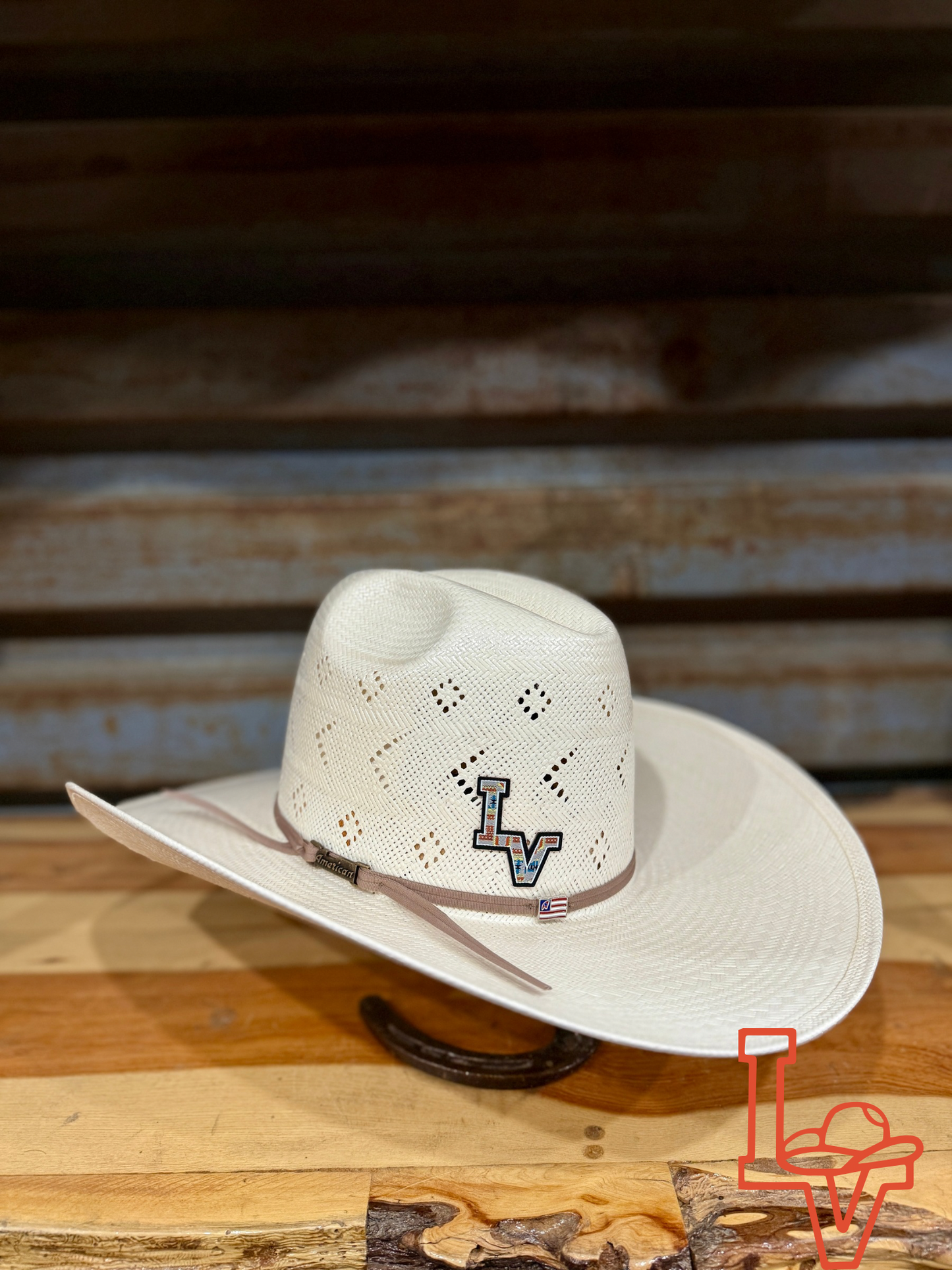 American Hat Company Straw Hat Regular Crown Boomerang White