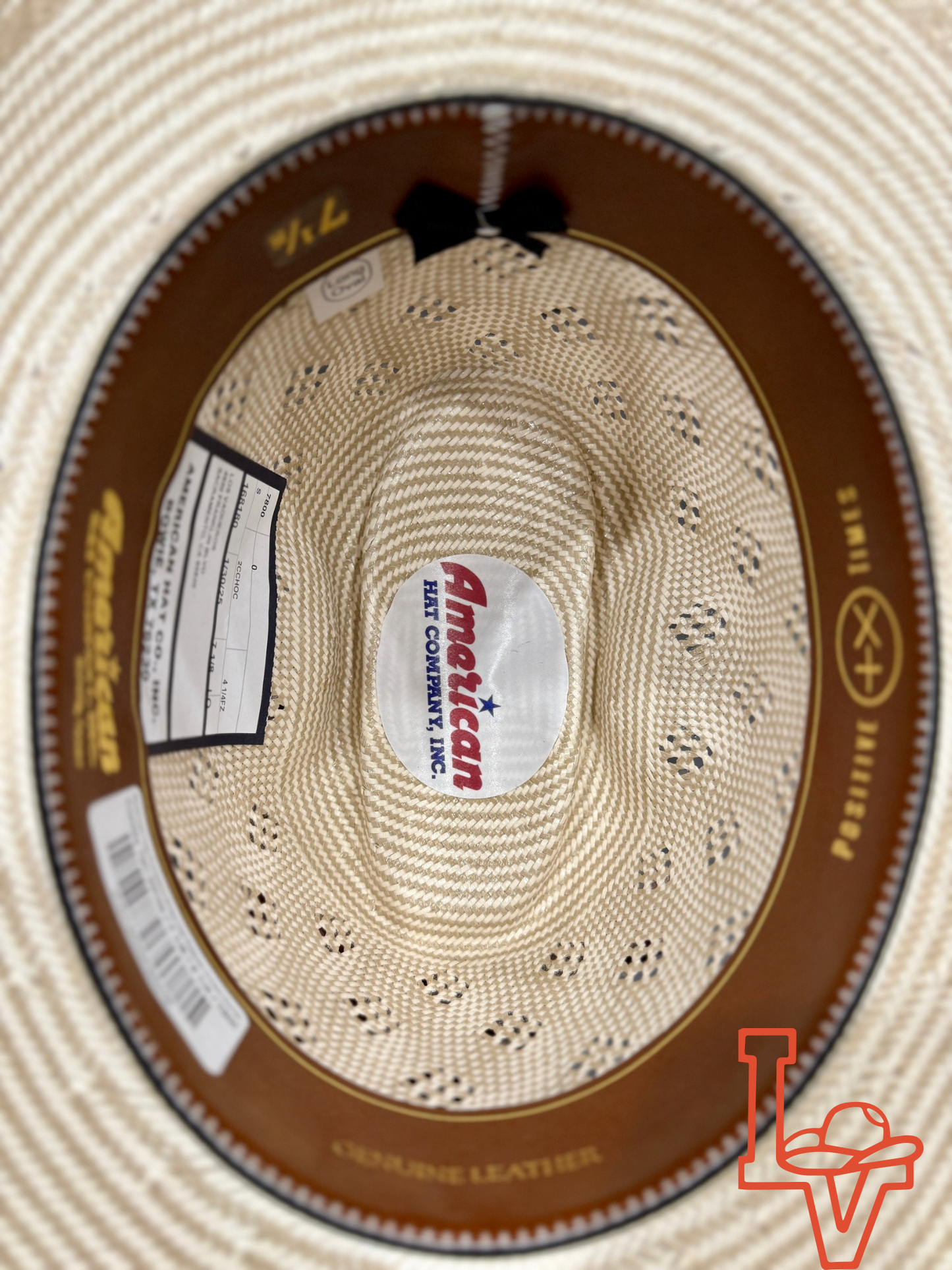 American Hat Company Straw Hat Regular Crown Conley Tan White