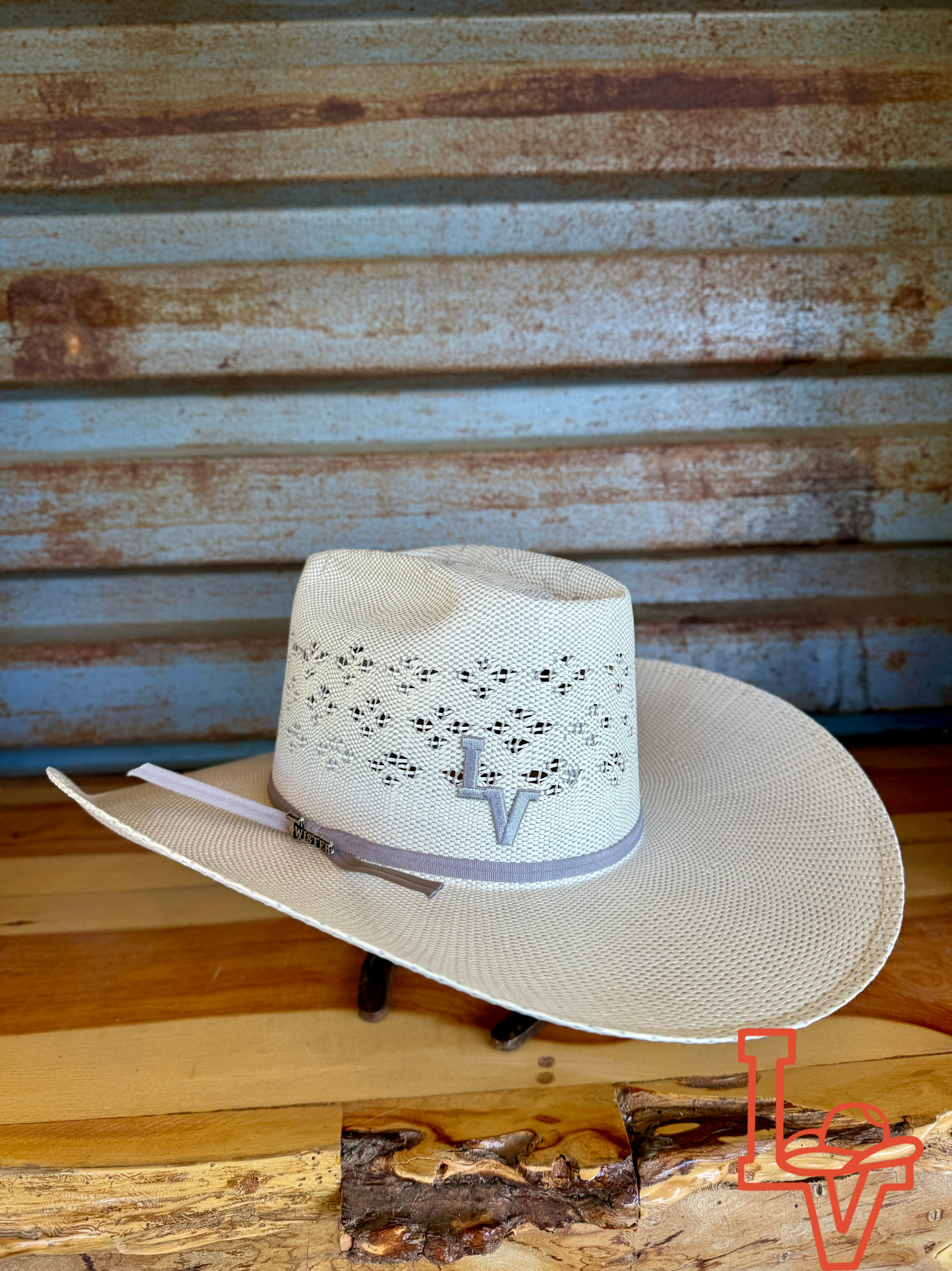 Twister Straw Hat Regular Crown Bangora Snowflake Grey White