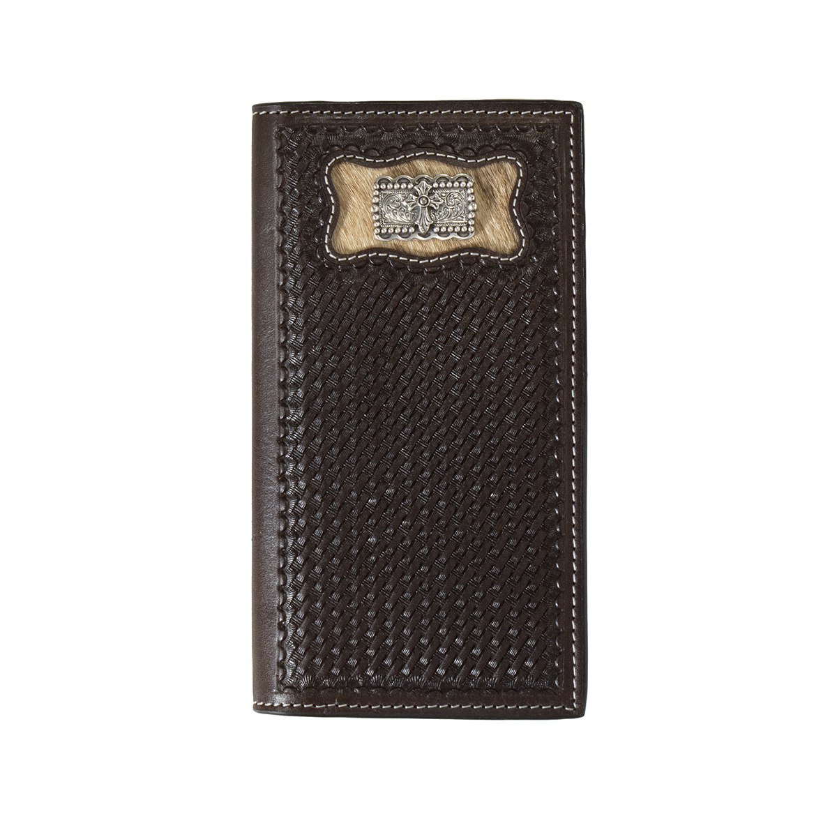 3D Rodeo Wallet Calf Hair Inlay Cross Concho Brown