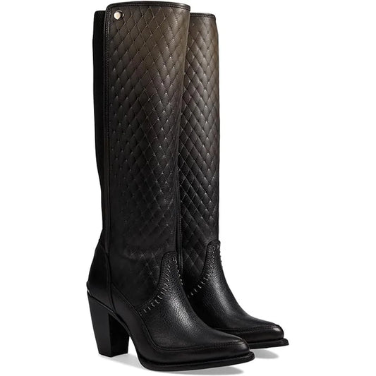Cuadra Ladies Black Elastic Round Toe Tall Boots