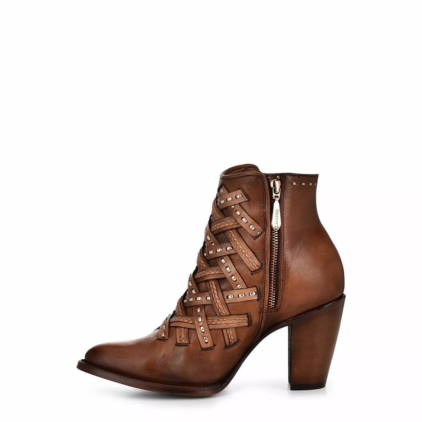 Cuadra Ladies Honey Laser And Woven Round Toe Ankle Boot