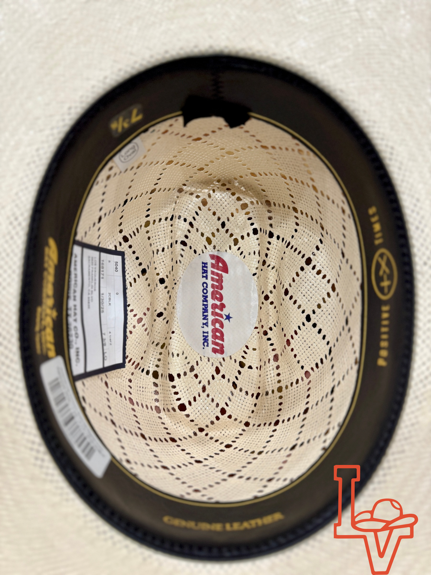 American Hat Company Straw Hat Regular Crown Patchwork White