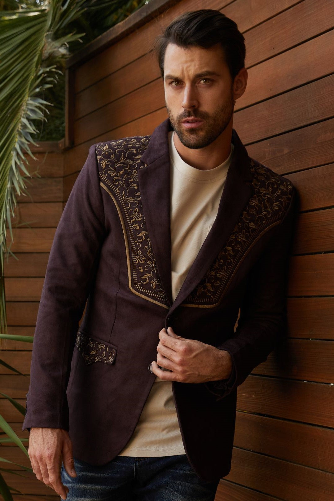 Embroidered Suede Blazer | Platini Dark Brown / S Embroidered Suede Blazer | Platini Dark Brown / S