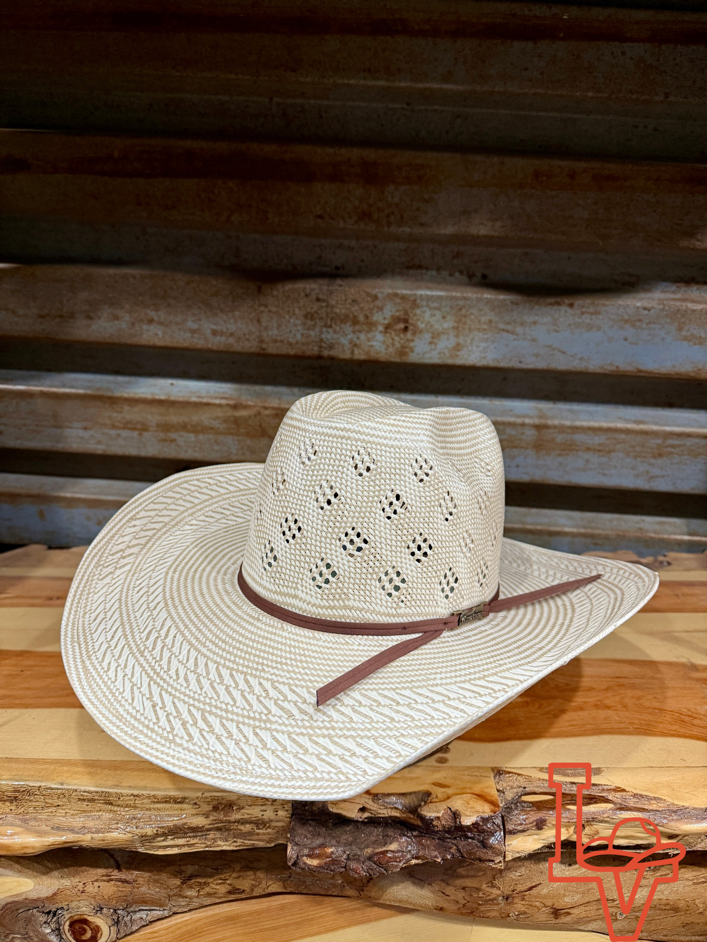 American Hat Company Straw Hat Regular Crown Conley Tan White
