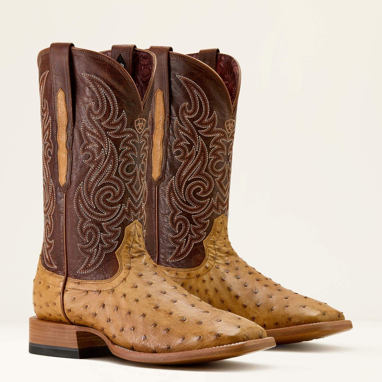 TAN FULL QUILL OSTRICH|HICKORY SMOKE