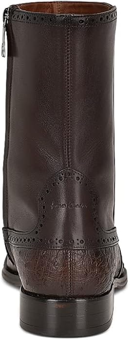 Cuadra Men's Ostrich and Calf Dress Boot in Black