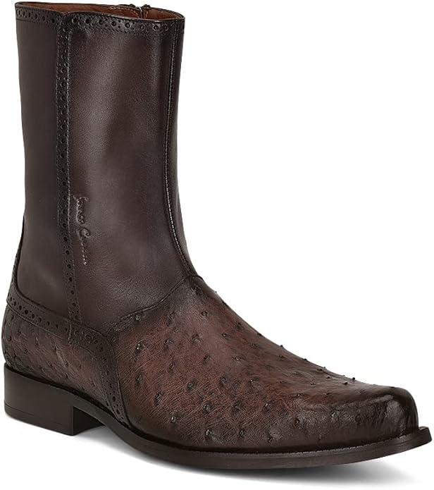 Cuadra Men's Ostrich and Calf Dress Boot in Black