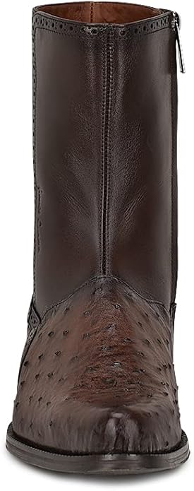 Cuadra Men's Ostrich and Calf Dress Boot in Black