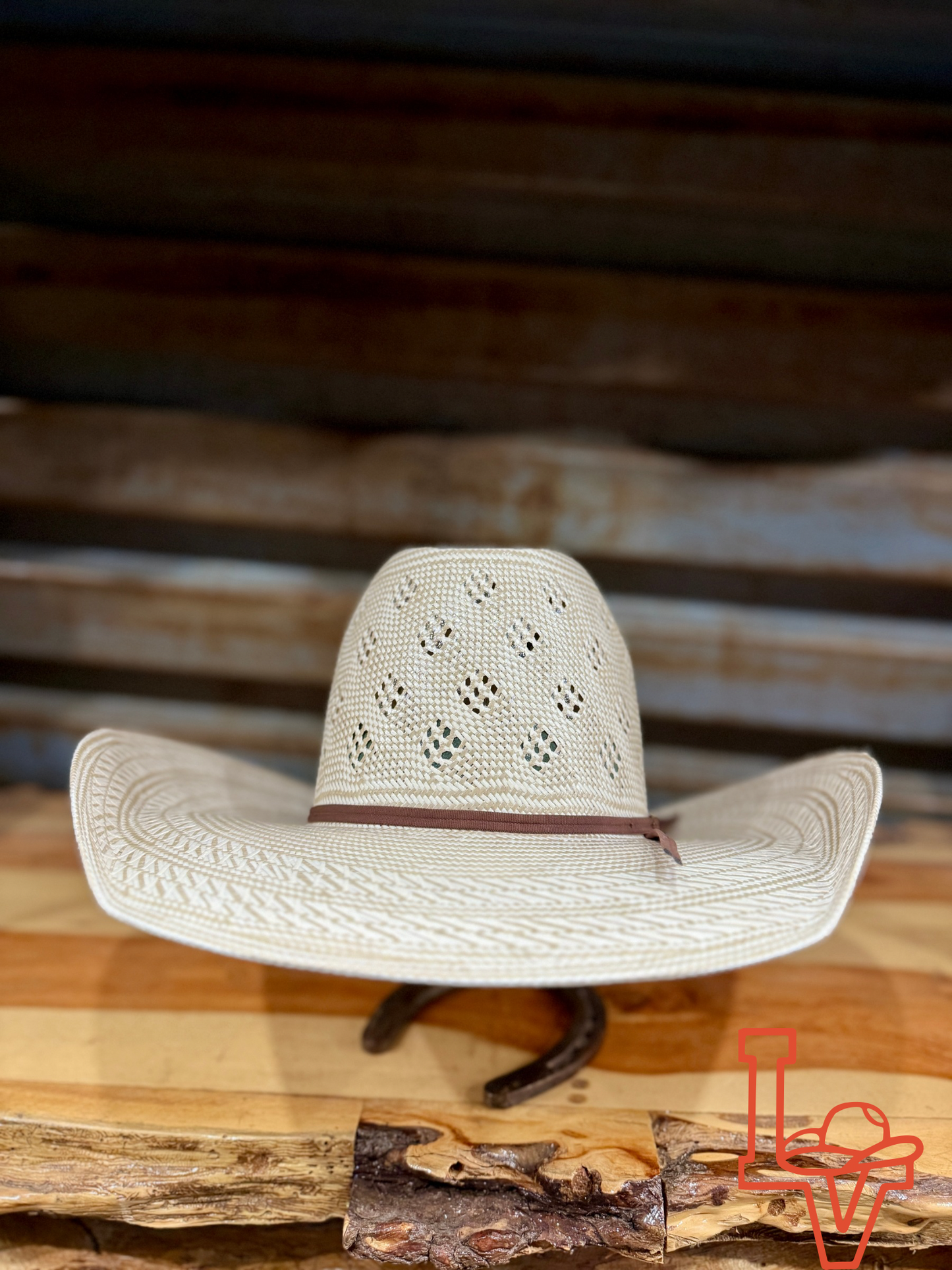 American Hat Company Straw Hat Regular Crown Conley Tan White