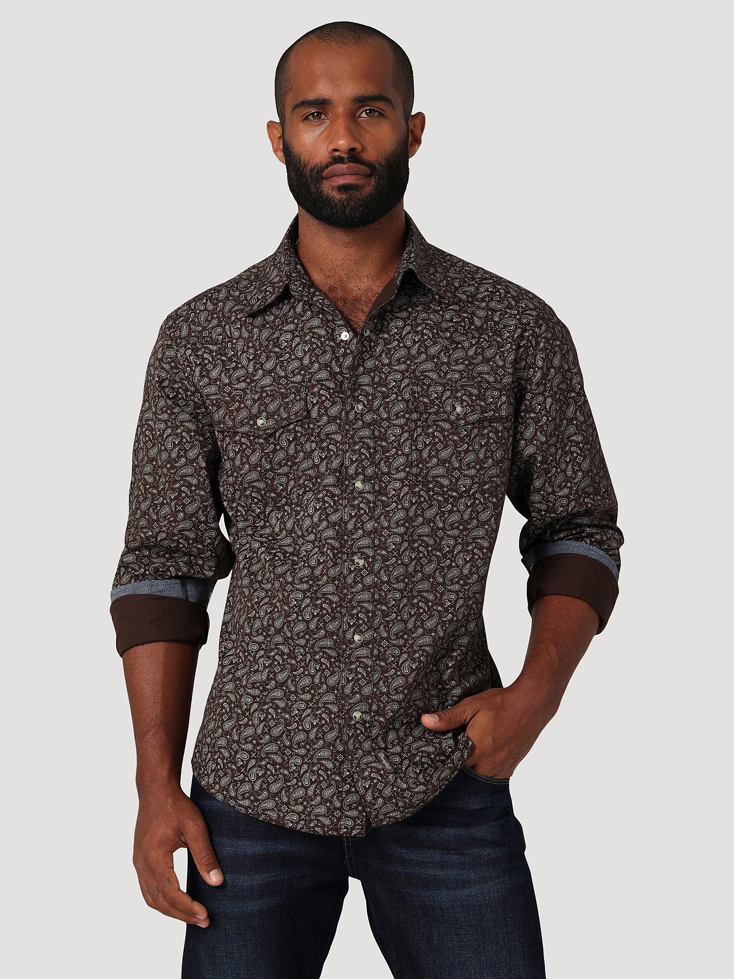 wrangler western dress shirts Wrangler Men's Chambray Long Sleeve Western Work Shirt Chambray / 2XL