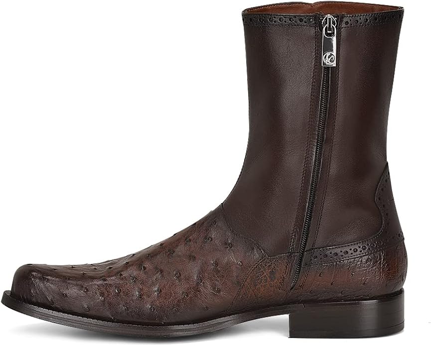 Cuadra Men's Ostrich and Calf Dress Boot in Black