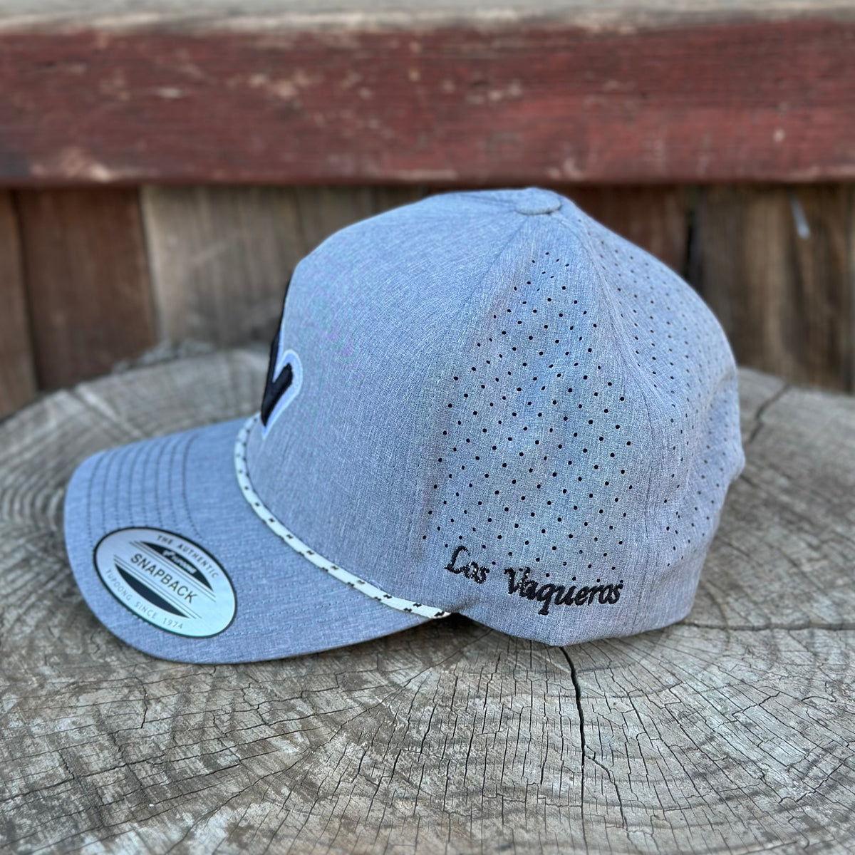 Los Vaqueros LV Outline Logo Rope Curved Brim Snapback Heather Grey